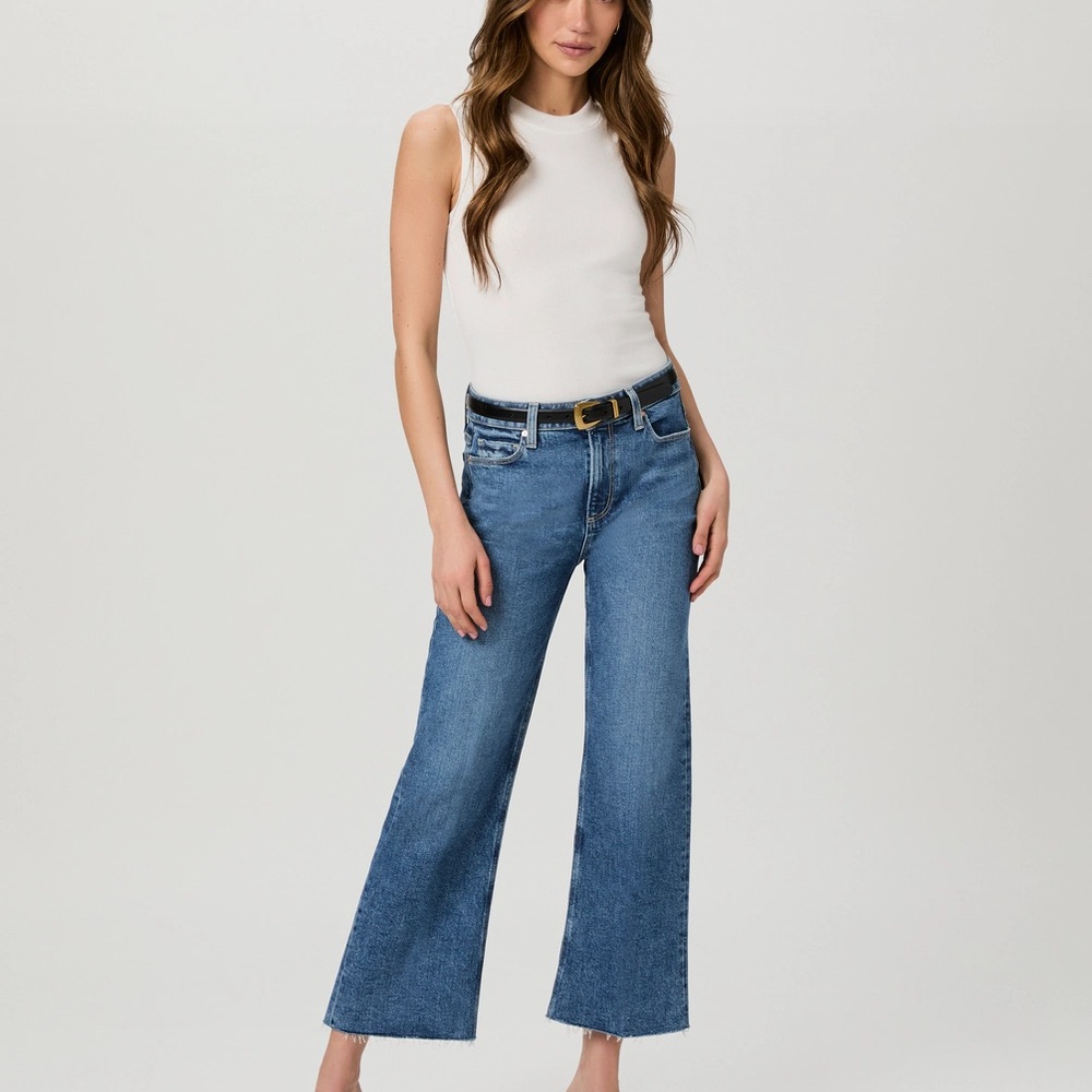 PAIGE Denim Jeans, Leenah High Rise Ankle Trouser Wide Leg, Size 26